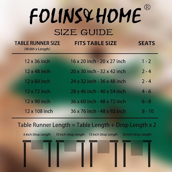 FOLINS&HOME Green Waterproof Decorative Table Runner 108 Inches Long | 210GSM - Image 6