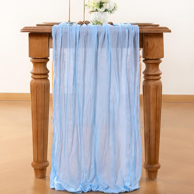 Baby Blue Cheesecloth Table Runner 160 Inches 10 Pack Gauze Table Runner | - Image 2
