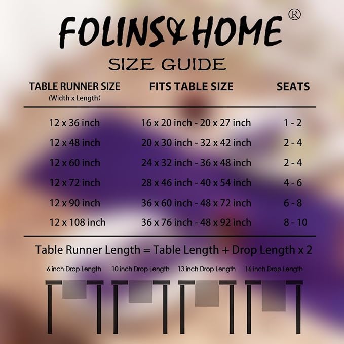 FOLINS&HOME Purple Waterproof Decorative Table Runner 90 Inches Long | 210GSM - Image 6