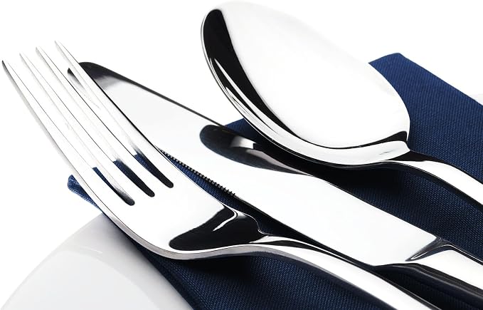 Silverware Set for 12 with Serving Utensil, Stainless Steel Flatware Cutlery | - Image 2