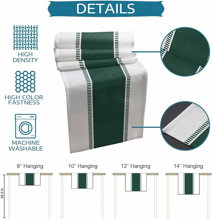 Farmhouse Green Table Runners 108 inches Long, Stripes Decortaive Table Runner - Image 7