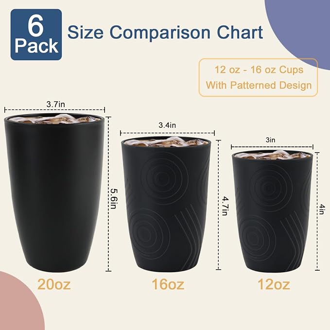 20 OZ Wheat Straw Cups SetS of 6, Unbreakable Drinking Cup, Alternative to - Image 6