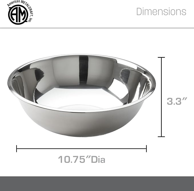 American METALCRAFT, Inc. SSB400 Stainless Steel Mixing Bowl, 10.5' Diameter - Image 4