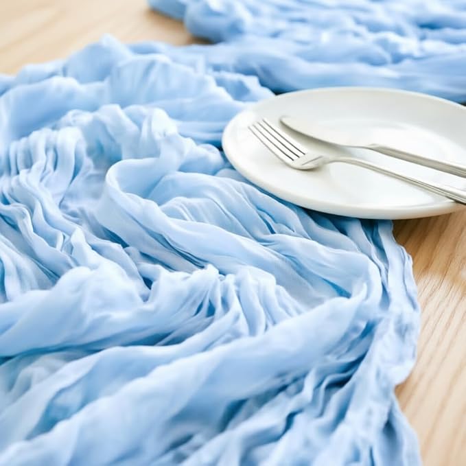 Baby Blue Cheesecloth Table Runner 160 Inches 10 Pack Gauze Table Runner | - Image 4