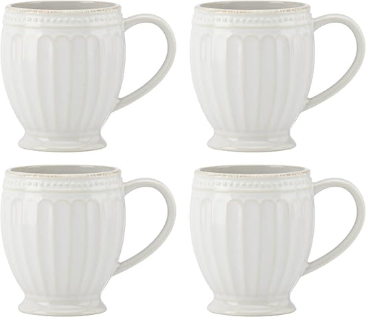 Lenox French Perle Groove White Stoneware Mug Set by Lenox