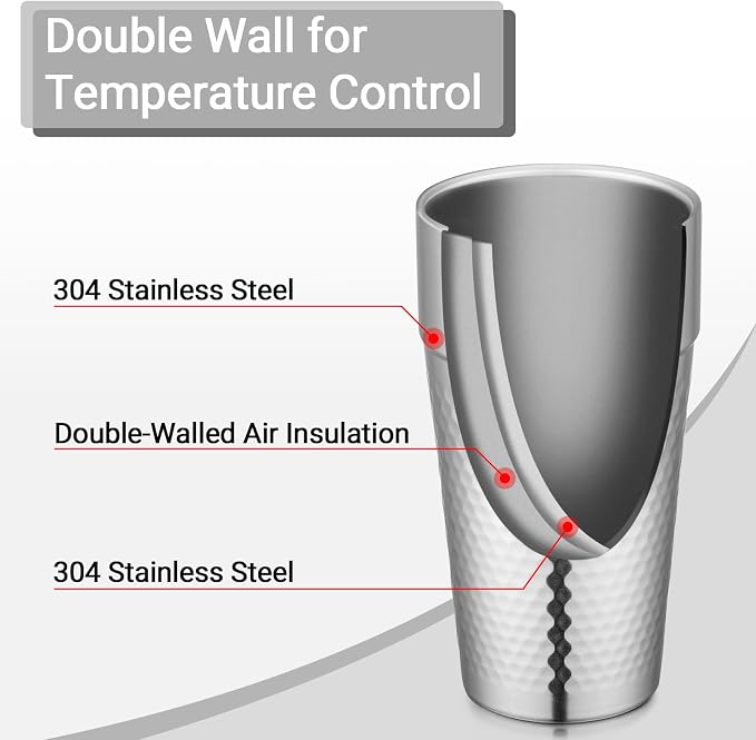 Beasea Stainless Steel Cups 19 oz, 6 Pack Large 18.6oz 550ml Stainless Steel - Image 4