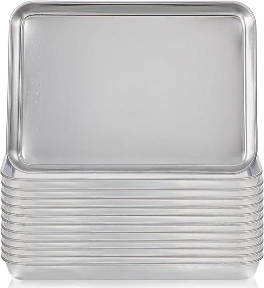 12 Pack Stainless Steel Plates, Metal Food Tray Plate, Small Baking Sheets by Unknown