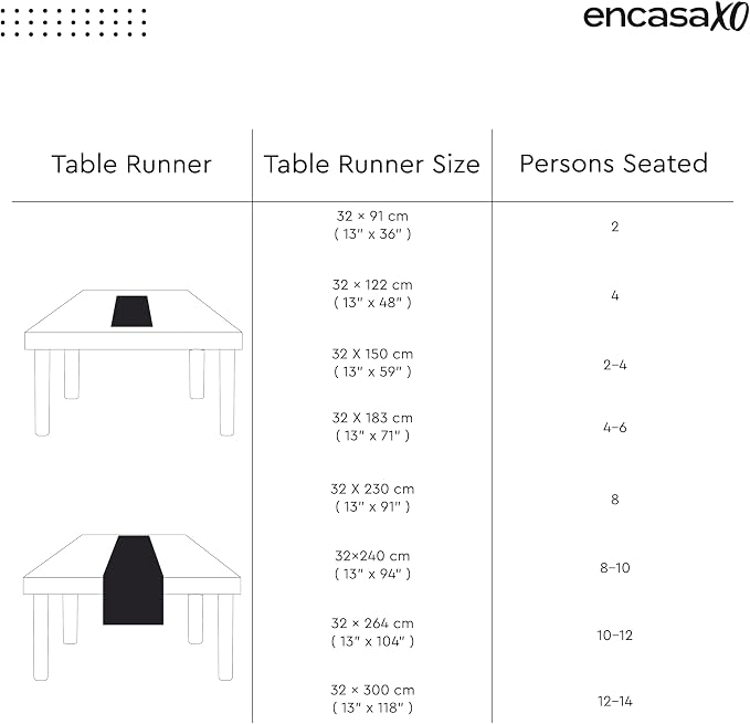 Encasa XO Table Runner, Cotton Canvas Dining Runner 13"x104" | Jet Black - Image 6