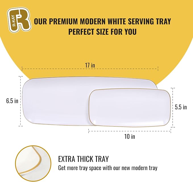 R-kay 4 Pack Gold Rim Plastic Serving Trays - Image 6