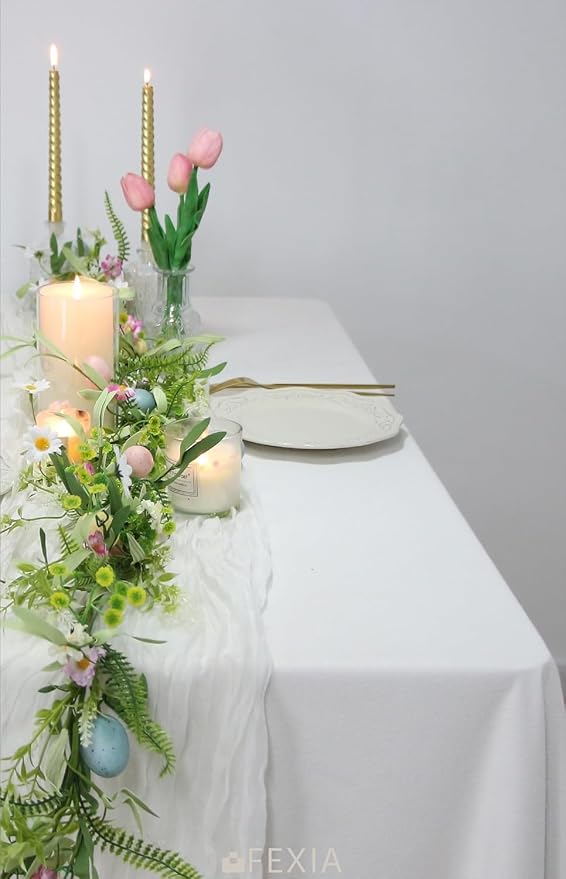10Pcs White Cheesecloth Table Runner Wedding Bridal Boho Decorations | 35x120 - Image 6