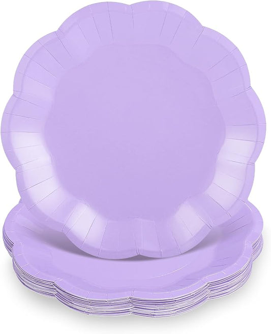 NatNarr 30 Pcs Light Purple Paper Plates, 7 Inch Scalloped Lavender Plates | by NatNarr