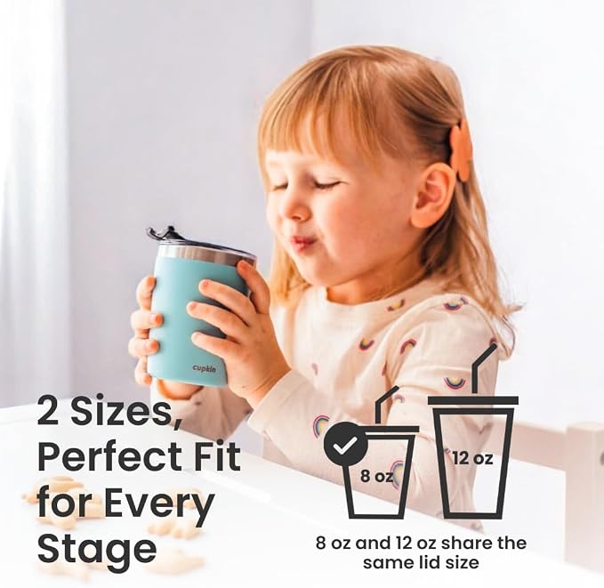 CUPKIN Toddler Straw Cups, The Original 8 oz Stackable Stainless Steel Cups - Image 6