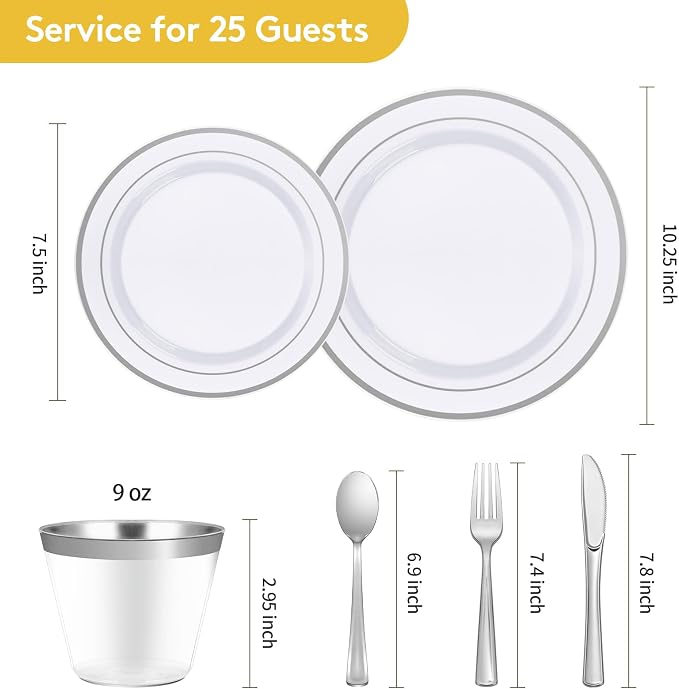 150 Pieces Silver Disposable Plates - Image 5
