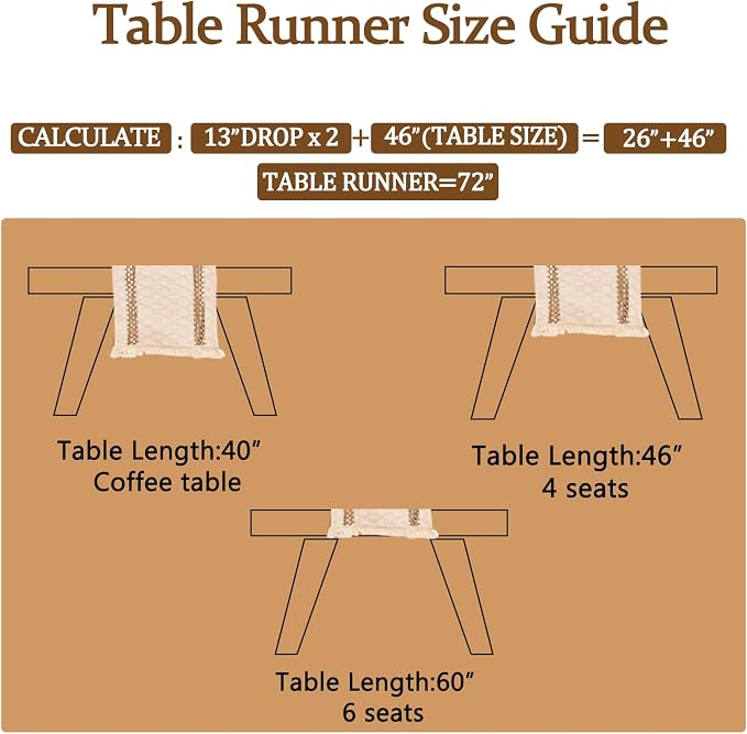 Boho Table Runner 90 Inches Long Summer Farmhouse Macrame Table Runner Cotton - Image 3