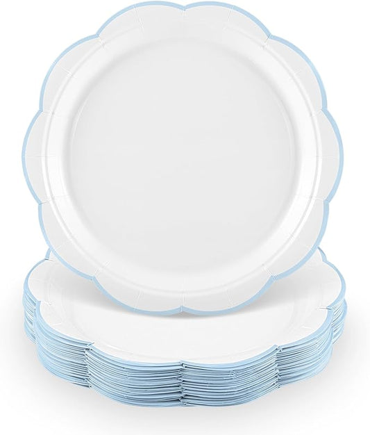 NatNarr 30 Pcs Blue and White Plates 9 Inch Paper Plates by NatNarr