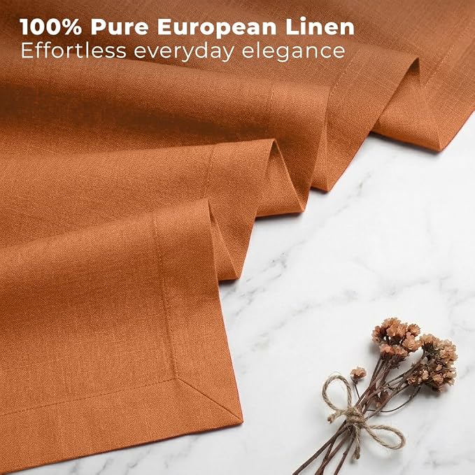 Classic Linen™ by D'Moksha Rust Table Runner 48 Inches, 100% Pure Linen - Image 3
