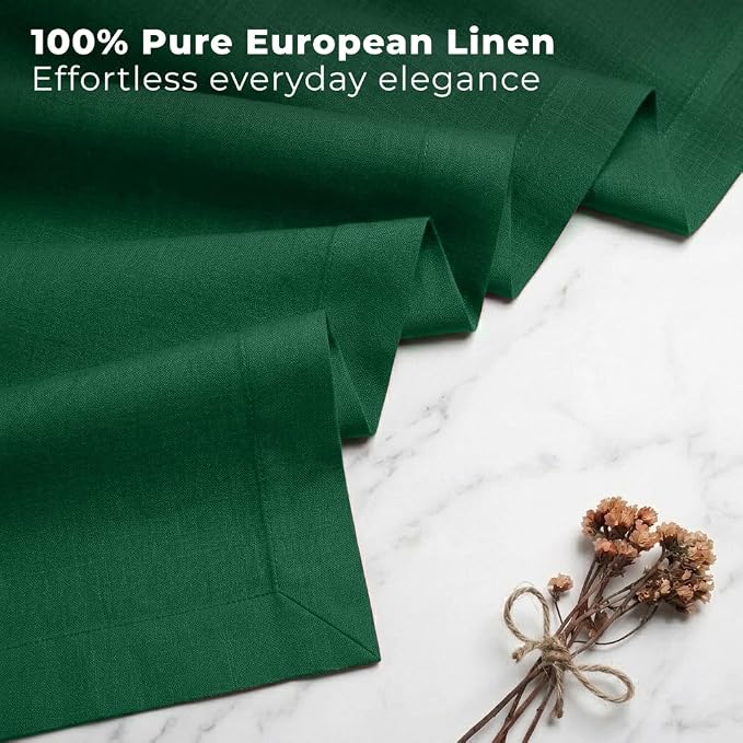 Classic Linen™ by D'Moksha Eden Green Table Runner 132 Inches Long, 100% Pure - Image 2