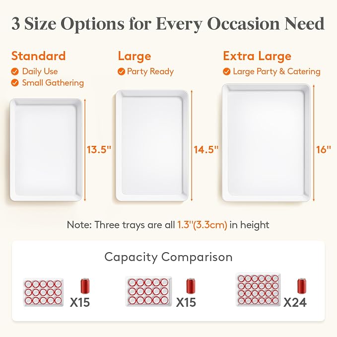 Lifewit 8 Pcs Large Serving Tray - Image 4