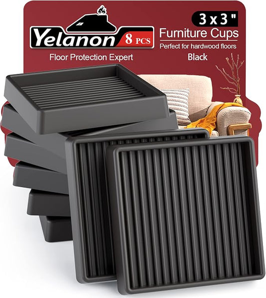 Furniture Coasters 8 Pcs 3” Furniture Caster Cups by Yelanon