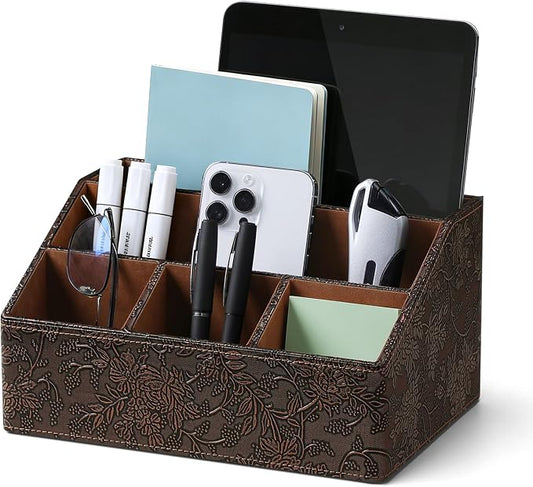 PU Leather Desktop Organizer, Home Luxury Remote Control Holder, Office Desk by Unknown