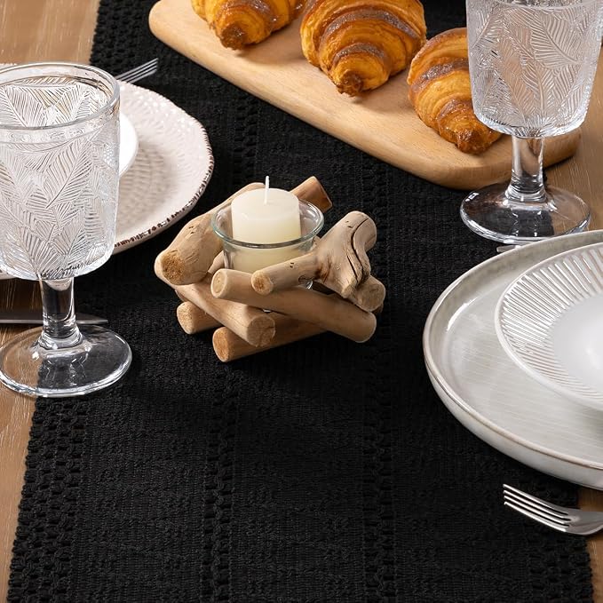 MLMW Boho Table Runner Black Table Runner 72 inches Spring Easter Short Coffee - Image 5