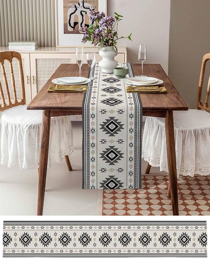 Boho Table Runners 72 Inches Long, Abstract Southwestern Kitchen Dining Tables - Image 6