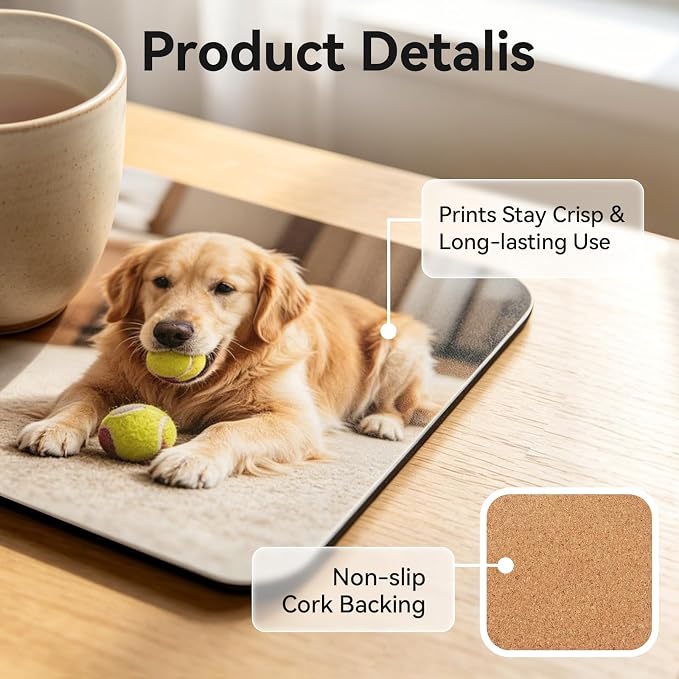 10Pcs Sublimation Blank Coasters, Heat Transfer Wood Cork Coasters 3.94 x 3.94 - Image 3