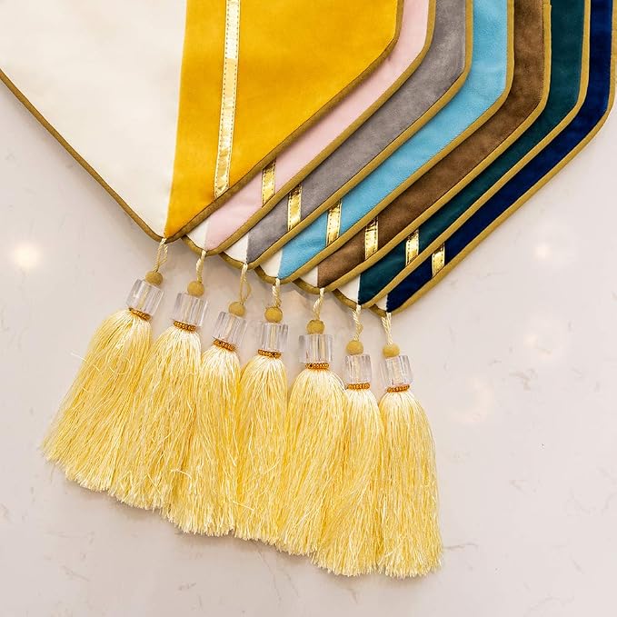 Avigers Table Runner 12 x 78 Inch, Tassels | Faux Silk double-layer accent - Image 9