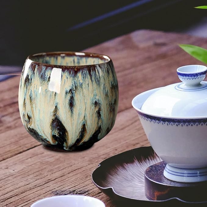 3X Ceramic Mug Tea Set Cups Chinese Cup Coffee Cup Handmade Handleless Ceramics - Image 5