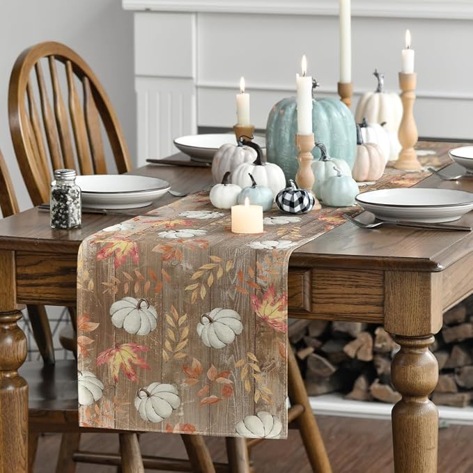 Artoid Mode 210 GSM Fall Table Runner 13x48 Inch Home Party Decor | Pumpkins - Image 3