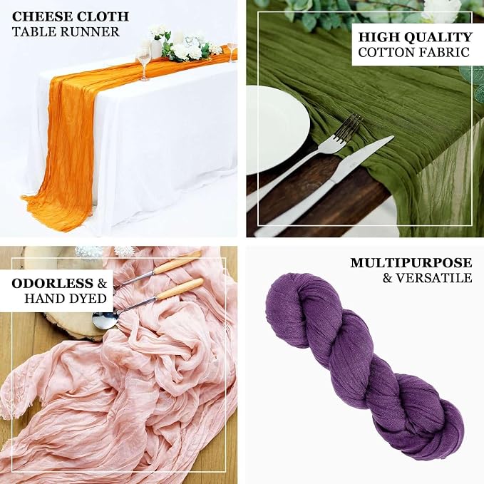 Efavormart 10ft Burgundy Cheesecloth Table Runner - Image 3
