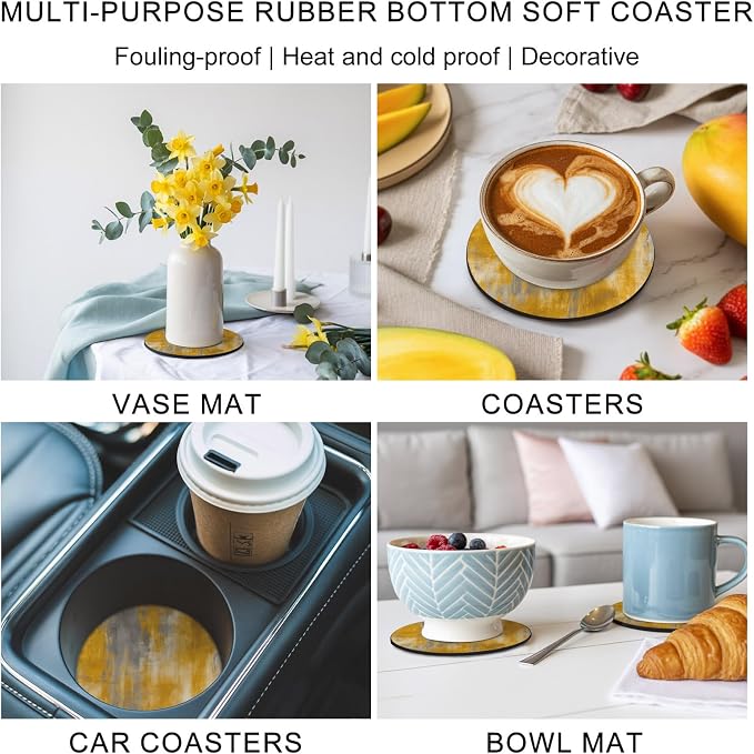 Orange Gray Coasters Set of 6, Absorbent Coasters - Image 6