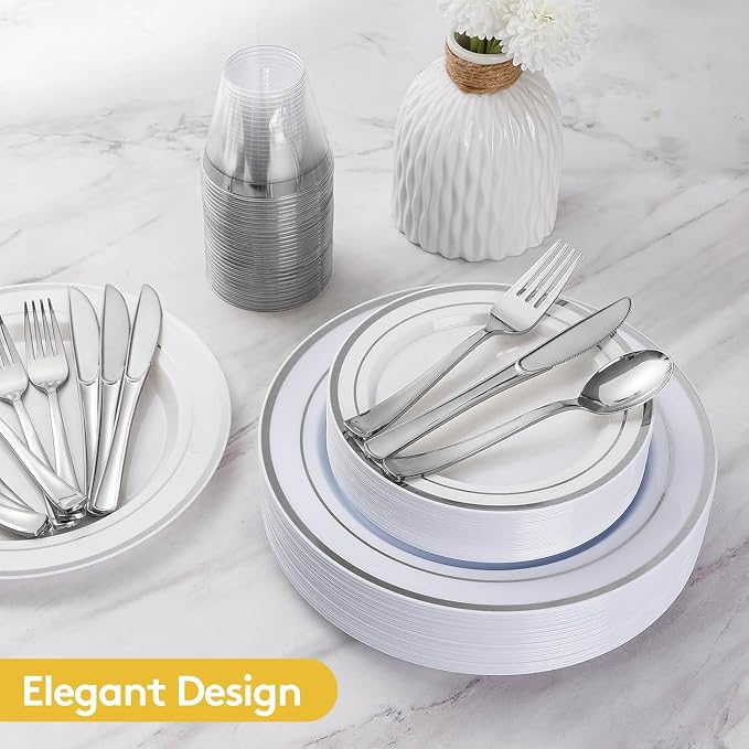 420Pieces silver Disposable Plates - Image 4
