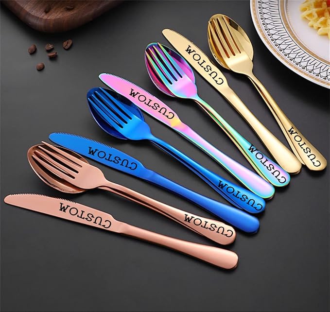 Stainless Steel Customized Flatware Set, Engraving Name Knife Forks Spoon - Image 4