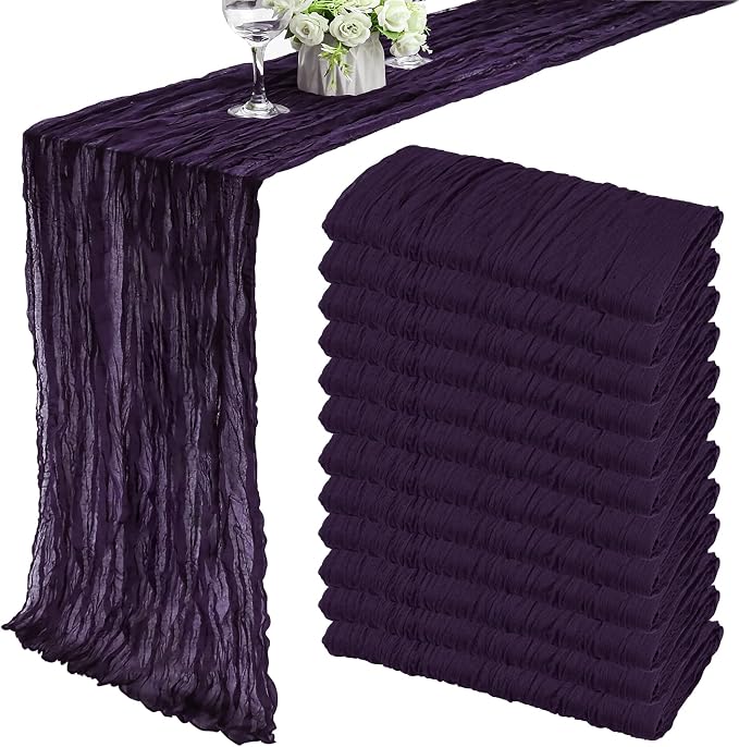 12 Pack 10Ft Cheesecloth Table Runner 35x120 Inch Boho Gauze Table Runner by Fivenl