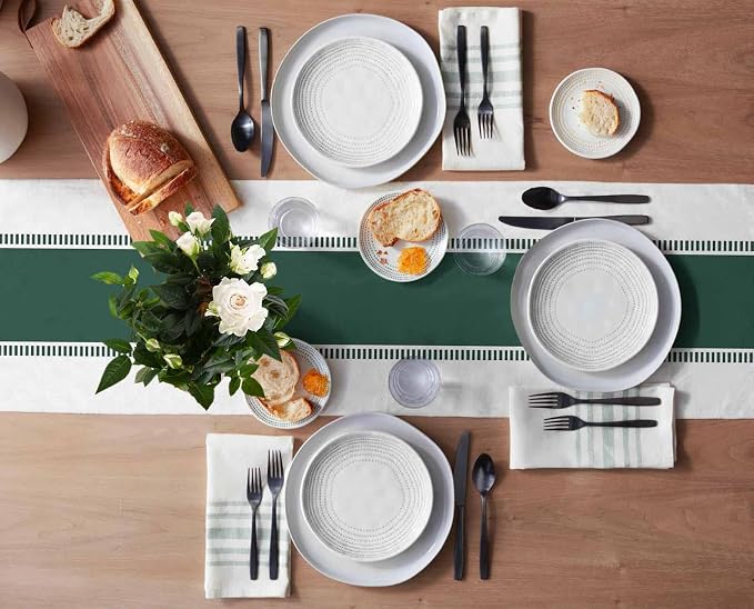 Green Table Runners 90 inches Long, Farmhouse Stripes Table Runner Bualap - Image 3