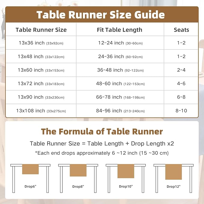 Faux Linen Small Table Runner Water Resistant 13 x 36 in, Coffee Table Runner - Image 5