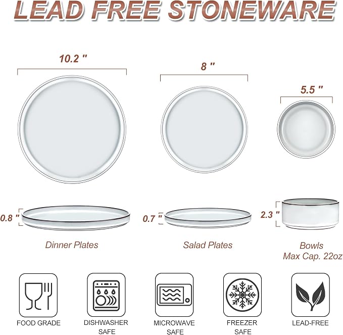 LIANYU 12 Piece Dinnerware Dishes Sets - Image 9