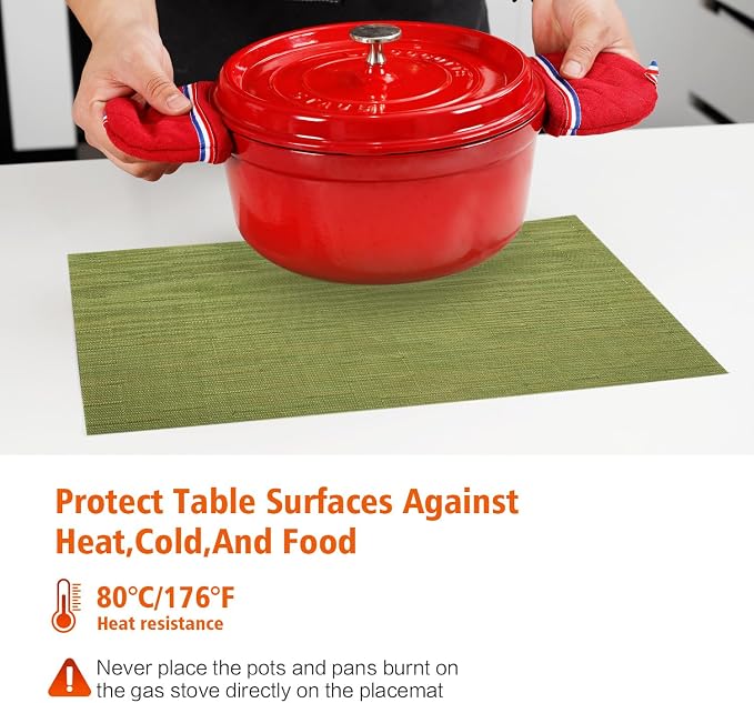 Placemats Set of 4, Vinyl PVC Heat Resistant Washable Placemats Set, Non Slip - Image 3