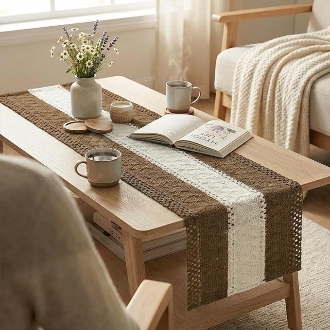 Artoid Mode Coffee Farmhouse Woven Table Runner 12x36 Inch | Seasonal Holiday - Image 5