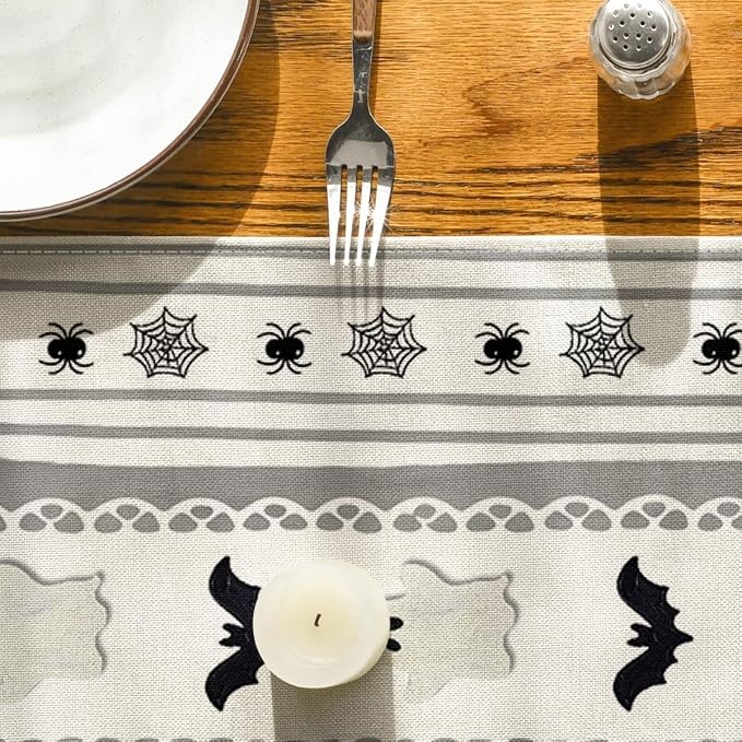 Artoid Mode 210 GSM Halloween Table Runner 13x72 Inch Home Party Decor | Beige - Image 7