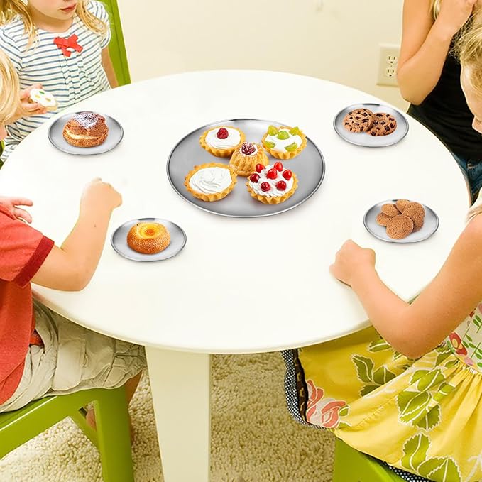 Stainless Steel Plates, 4 Pack 5.5 inch 304 Metal Food Serving Plate Set - Image 6