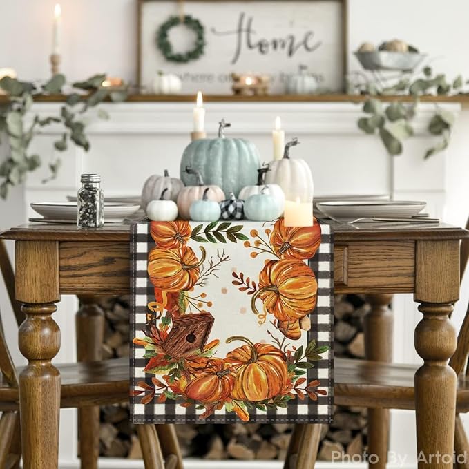 Artoid Mode 210 GSM Fall Table Runner 13x72 Inch Home Party Decor | Buffalo - Image 2