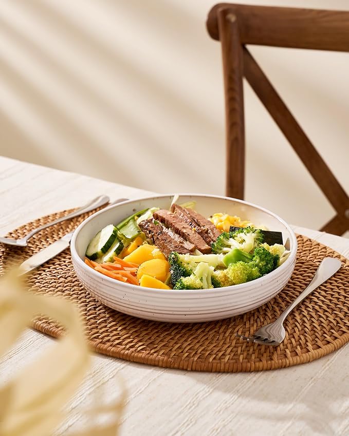 famiware Milkyway 33 oz Pasta Bowls Set of 8, Scratch-Resistant Stoneware Salad - Image 5