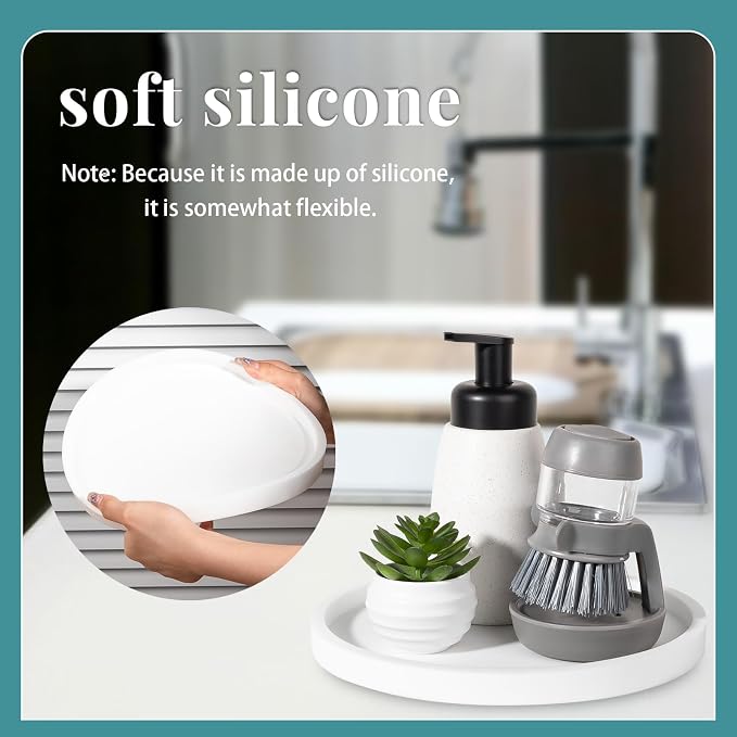 Silicone Bathroom Tray Coffee Table Decor Perfume Organizer, Waterproof - Image 2