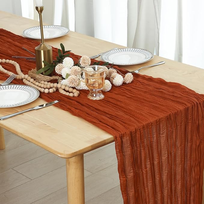 6 Pack Terracotta Cheesecloth Table Runner 120 Inch Boho Wedding Decor | - Image 4