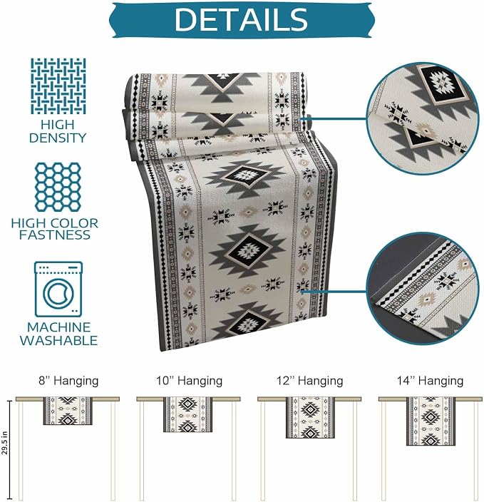 Boho Table Runners 72 Inches Long, Abstract Southwestern Kitchen Dining Tables - Image 8