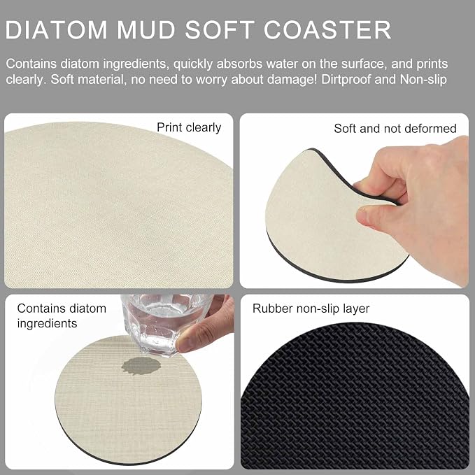 Beige Coasters Set of 4, Absorbent Coasters - Image 9