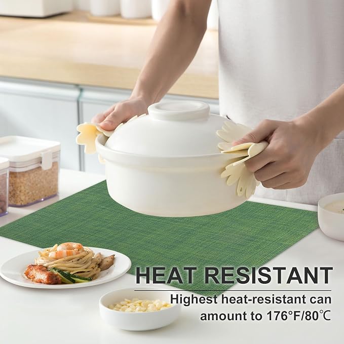 Vinyl Placemats Set of 4, PVC Woven Washable Non-Slip Table Mats, Heat - Image 2