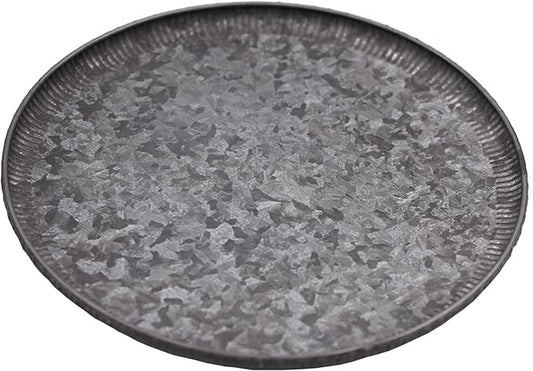 Funerom Round Galvanized Metal Tray Decorative Tray Corrugated Edges by Funerom